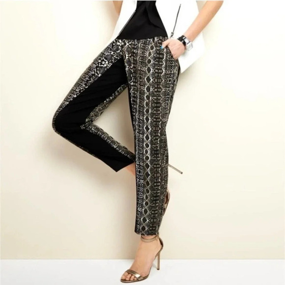 Kenneth Cole New York Cara Silken Snakeskin Drawstring Ankle Pants Size Small - Picture 1 of 8